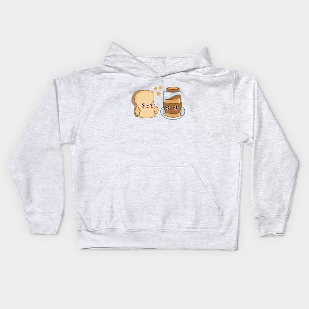 All i need is bread and peanut butter, Kawaii bread and peanut butter. Kids Hoodie by JS ARTE